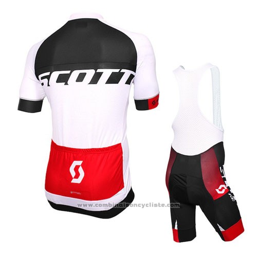 2016 Maillot Cyclisme Scott Blanc Noir Manches Courtes et Cuissard