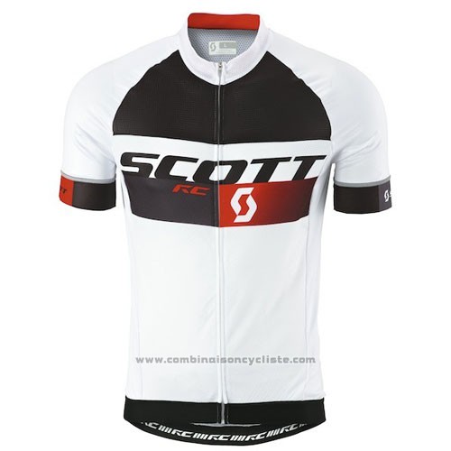 2016 Maillot Cyclisme Scott Blanc Noir Manches Courtes et Cuissard