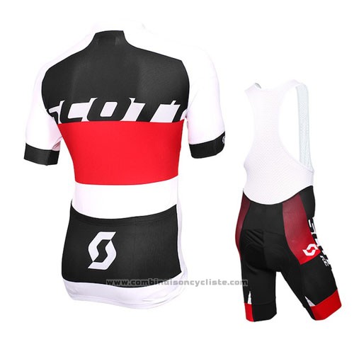 2016 Maillot Cyclisme Scott Blanc Rouge Manches Courtes et Cuissard