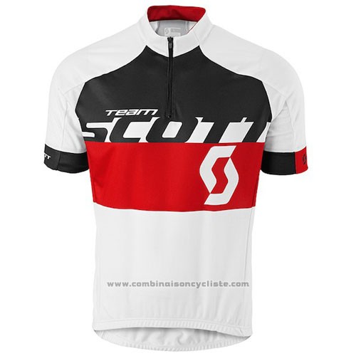 2016 Maillot Cyclisme Scott Blanc Rouge Manches Courtes et Cuissard