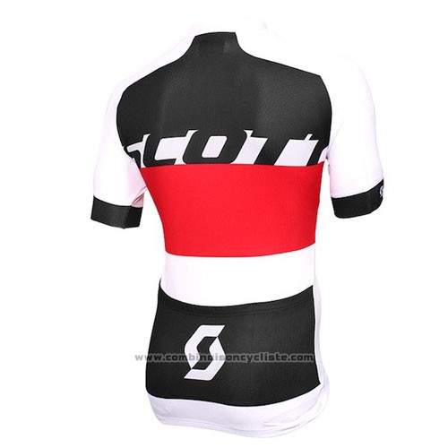 2016 Maillot Cyclisme Scott Blanc Rouge Manches Courtes et Cuissard