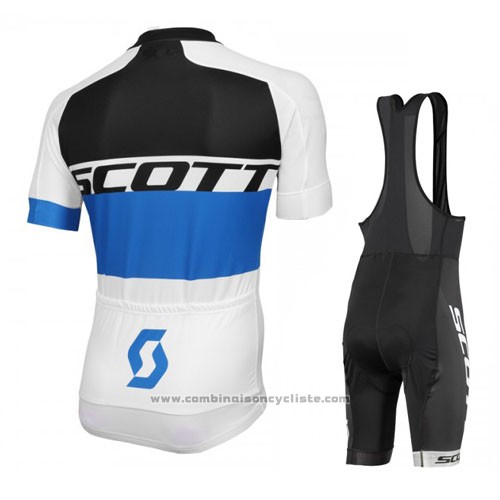 2016 Maillot Cyclisme Scott Blanc et Bleu Manches Courtes et Cuissard