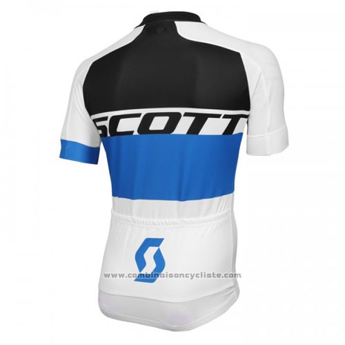 2016 Maillot Cyclisme Scott Blanc et Bleu Manches Courtes et Cuissard