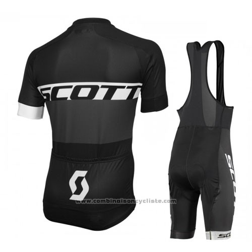 2016 Maillot Cyclisme Scott Blanc et Noir Manches Courtes et Cuissard