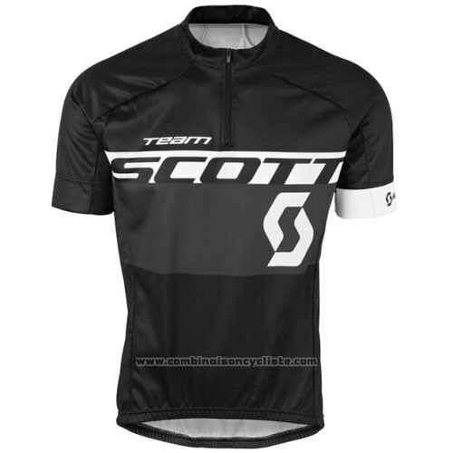 2016 Maillot Cyclisme Scott Blanc et Noir Manches Courtes et Cuissard