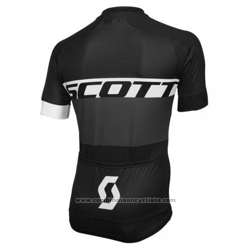 2016 Maillot Cyclisme Scott Blanc et Noir Manches Courtes et Cuissard