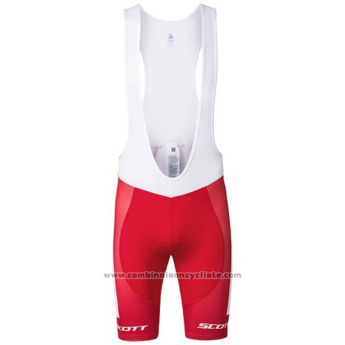 2016 Maillot Cyclisme Scott Blanc et Rouge Manches Courtes et Cuissard