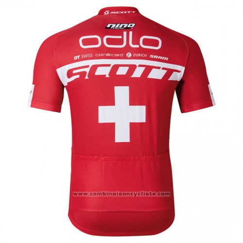 2016 Maillot Cyclisme Scott Blanc et Rouge Manches Courtes et Cuissard