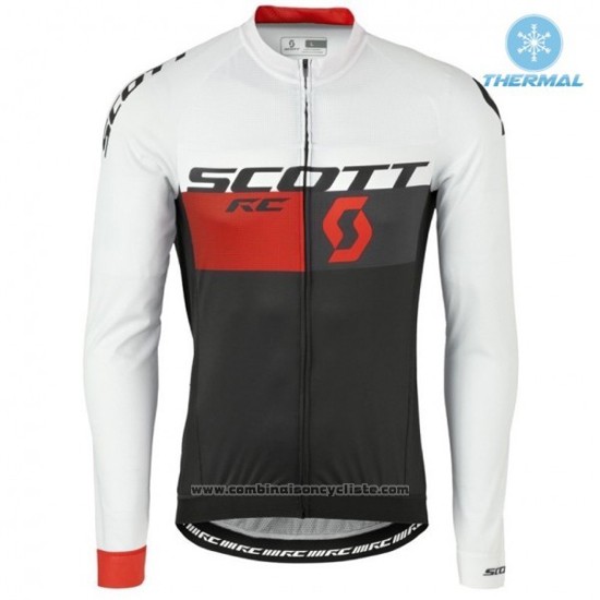 2016 Maillot Cyclisme Scott Blanc et Rouge Manches Longues et Cuissard