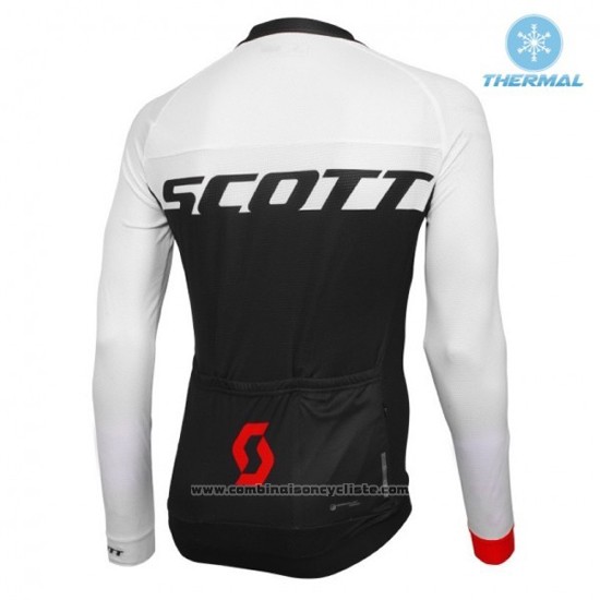 2016 Maillot Cyclisme Scott Blanc et Rouge Manches Longues et Cuissard