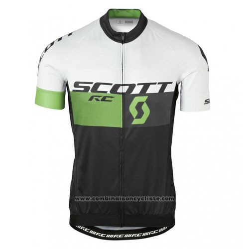 2016 Maillot Cyclisme Scott Blanc et Vert Manches Courtes et Cuissard