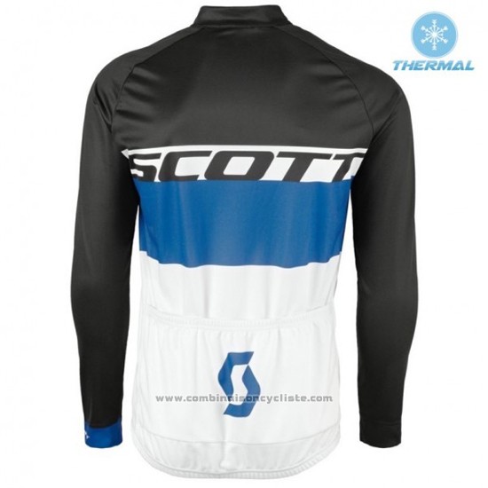 2016 Maillot Cyclisme Scott Bleu et Blanc Manches Longues et Cuissard