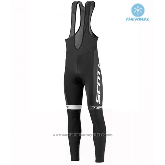 2016 Maillot Cyclisme Scott Bleu et Blanc Manches Longues et Cuissard