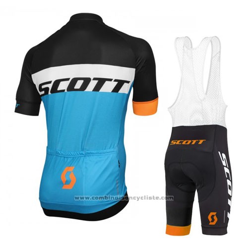 2016 Maillot Cyclisme Scott Bleu et Noir Manches Courtes et Cuissard
