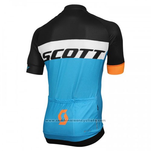 2016 Maillot Cyclisme Scott Bleu et Noir Manches Courtes et Cuissard