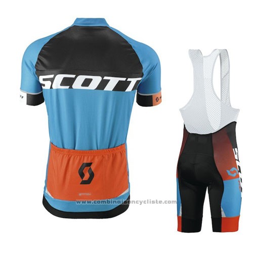 2016 Maillot Cyclisme Scott Bleu et Orange Manches Courtes et Cuissard