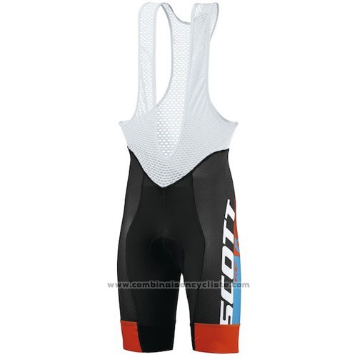 2016 Maillot Cyclisme Scott Bleu et Orange Manches Courtes et Cuissard