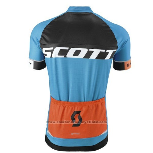 2016 Maillot Cyclisme Scott Bleu et Orange Manches Courtes et Cuissard