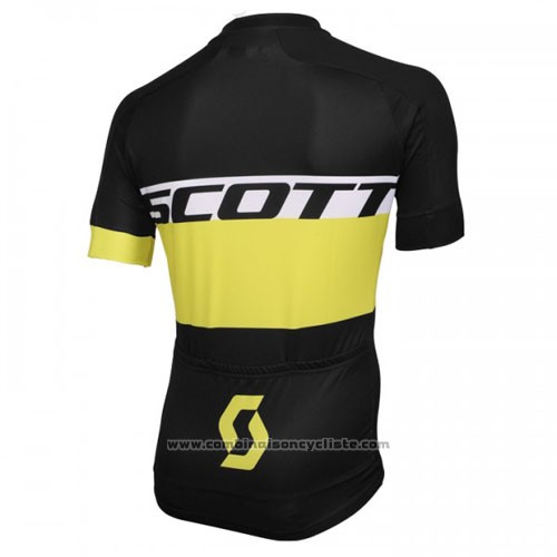 2016 Maillot Cyclisme Scott Jaune Noir Manches Courtes et Cuissard