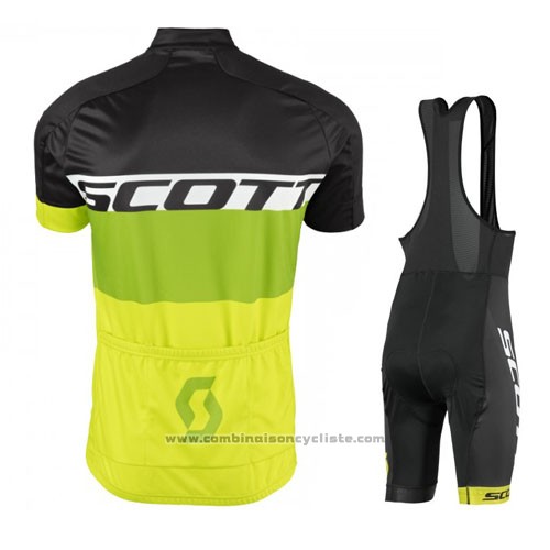 2016 Maillot Cyclisme Scott Jaune et Noir Manches Courtes et Cuissard