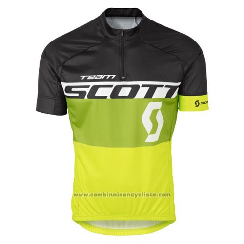2016 Maillot Cyclisme Scott Jaune et Noir Manches Courtes et Cuissard