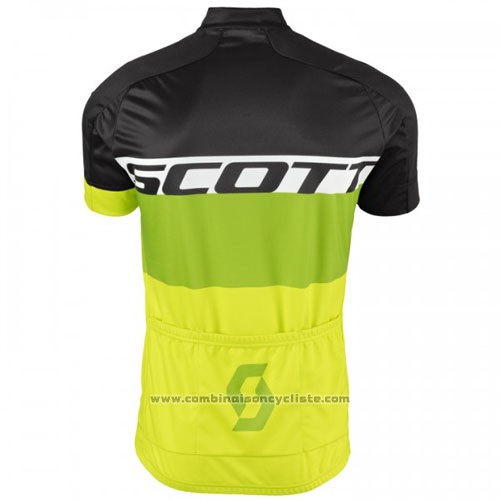 2016 Maillot Cyclisme Scott Jaune et Noir Manches Courtes et Cuissard