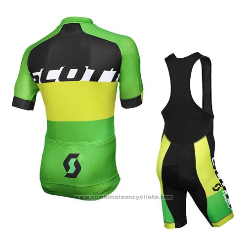 2016 Maillot Cyclisme Scott Jaune et Vert Manches Courtes et Cuissard