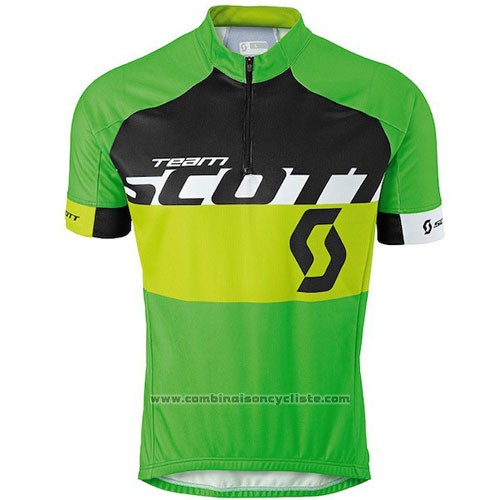 2016 Maillot Cyclisme Scott Jaune et Vert Manches Courtes et Cuissard