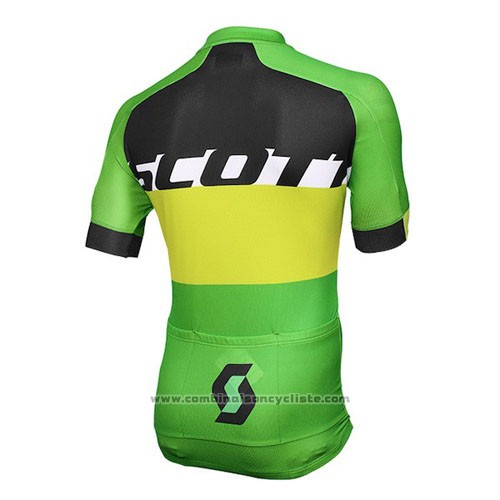 2016 Maillot Cyclisme Scott Jaune et Vert Manches Courtes et Cuissard