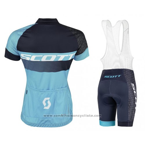 2016 Maillot Cyclisme Scott Noir Bleu Manches Courtes et Cuissard