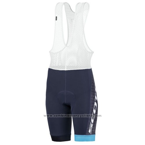 2016 Maillot Cyclisme Scott Noir Bleu Manches Courtes et Cuissard