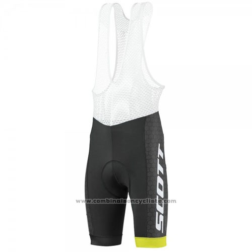 2016 Maillot Cyclisme Scott Noir Jaune Manches Courtes et Cuissard