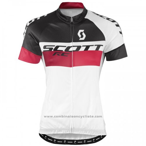 2016 Maillot Cyclisme Scott Noir et Blanc Manches Courtes et Cuissard
