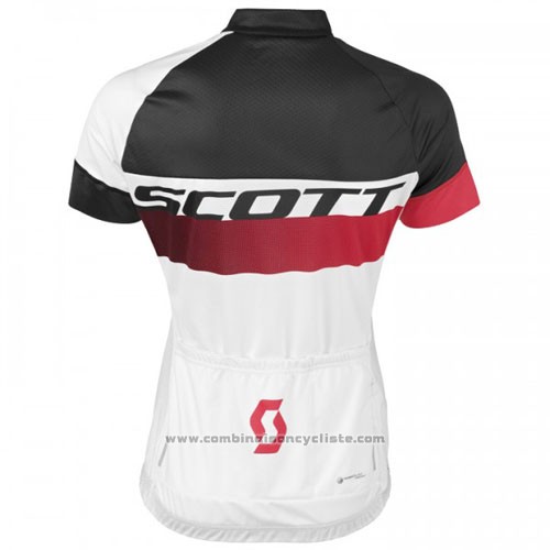 2016 Maillot Cyclisme Scott Noir et Blanc Manches Courtes et Cuissard