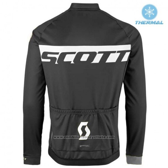 2016 Maillot Cyclisme Scott Noir et Blanc Manches Longues et Cuissard