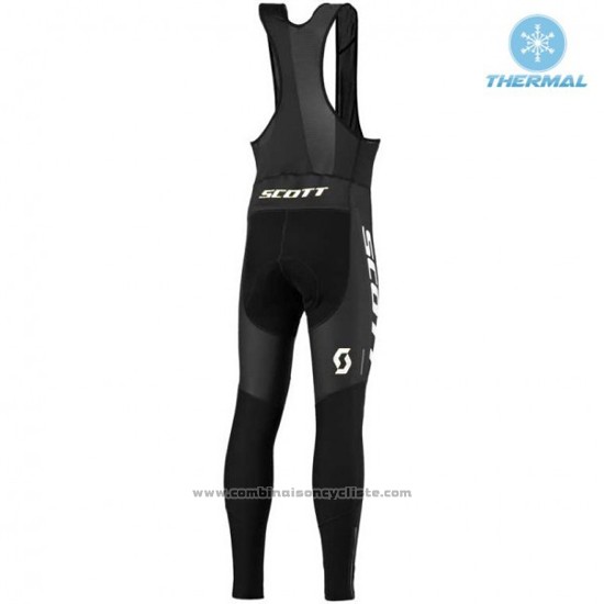 2016 Maillot Cyclisme Scott Noir et Blanc Manches Longues et Cuissard