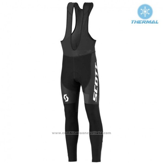 2016 Maillot Cyclisme Scott Noir et Blanc Manches Longues et Cuissard