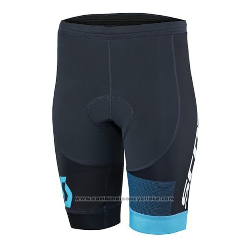 2016 Maillot Cyclisme Scott Noir et Bleu Manches Courtes et Cuissard