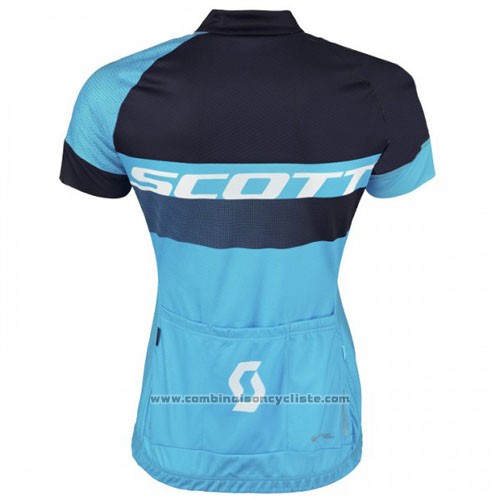 2016 Maillot Cyclisme Scott Noir et Bleu Manches Courtes et Cuissard