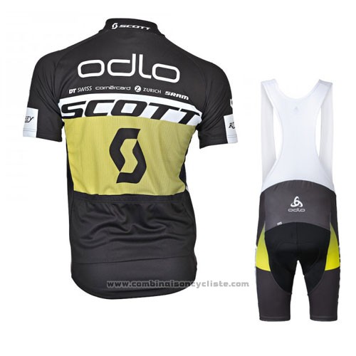 2016 Maillot Cyclisme Scott Noir et Jaune Manches Courtes et Cuissard