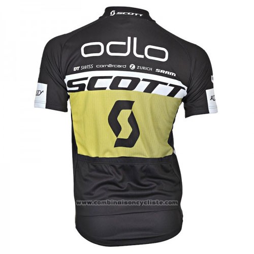 2016 Maillot Cyclisme Scott Noir et Jaune Manches Courtes et Cuissard