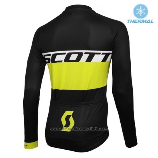 2016 Maillot Cyclisme Scott Noir et Jaune Manches Longues et Cuissard