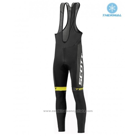 2016 Maillot Cyclisme Scott Noir et Jaune Manches Longues et Cuissard