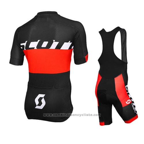 2016 Maillot Cyclisme Scott Noir et Rouge Manches Courtes et Cuissard