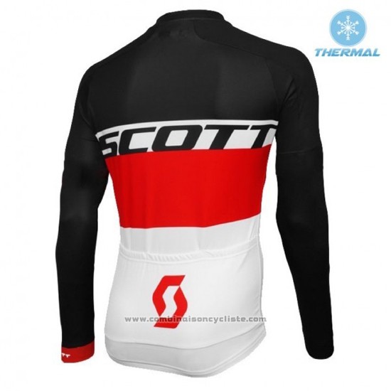 2016 Maillot Cyclisme Scott Noir et Rouge Manches Longues et Cuissard