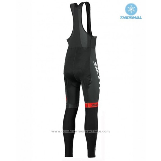 2016 Maillot Cyclisme Scott Noir et Rouge Manches Longues et Cuissard