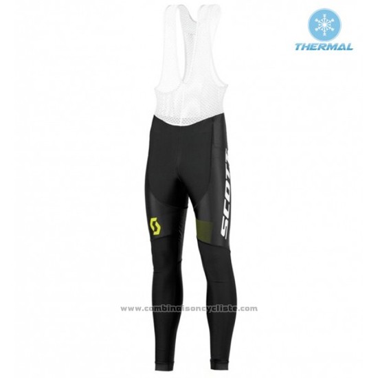 2016 Maillot Cyclisme Scott Noir et Vert Manches Longues et Cuissard