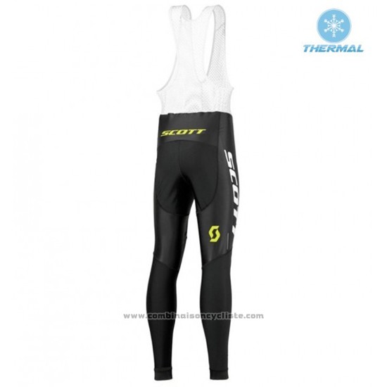 2016 Maillot Cyclisme Scott Noir et Vert Manches Longues et Cuissard