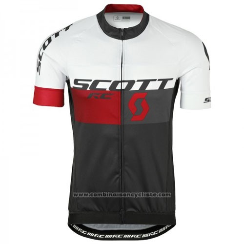 2016 Maillot Cyclisme Scott Rouge et Blanc Manches Courtes et Cuissard