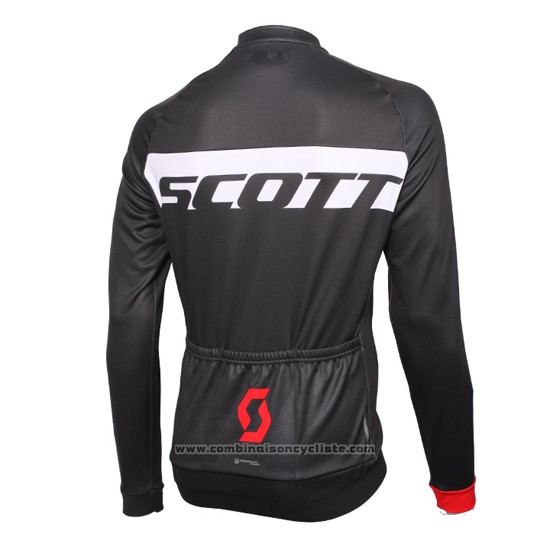 2016 Maillot Cyclisme Scott Rouge et Noir Manches Longues et Cuissard
